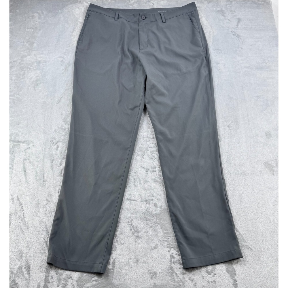 Magaschoni Pants Mens 36 Gray Performance Chino Golf‎ Trousers Stretch Outdoor
